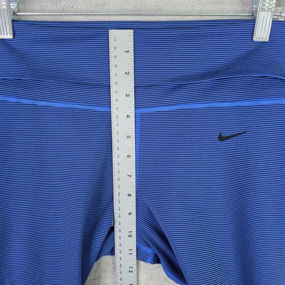 Womens Nike Dri-Fit Blue Striped Legend 2.0 Foldover Waistband Capri Leggings L - Picture 5 of 11